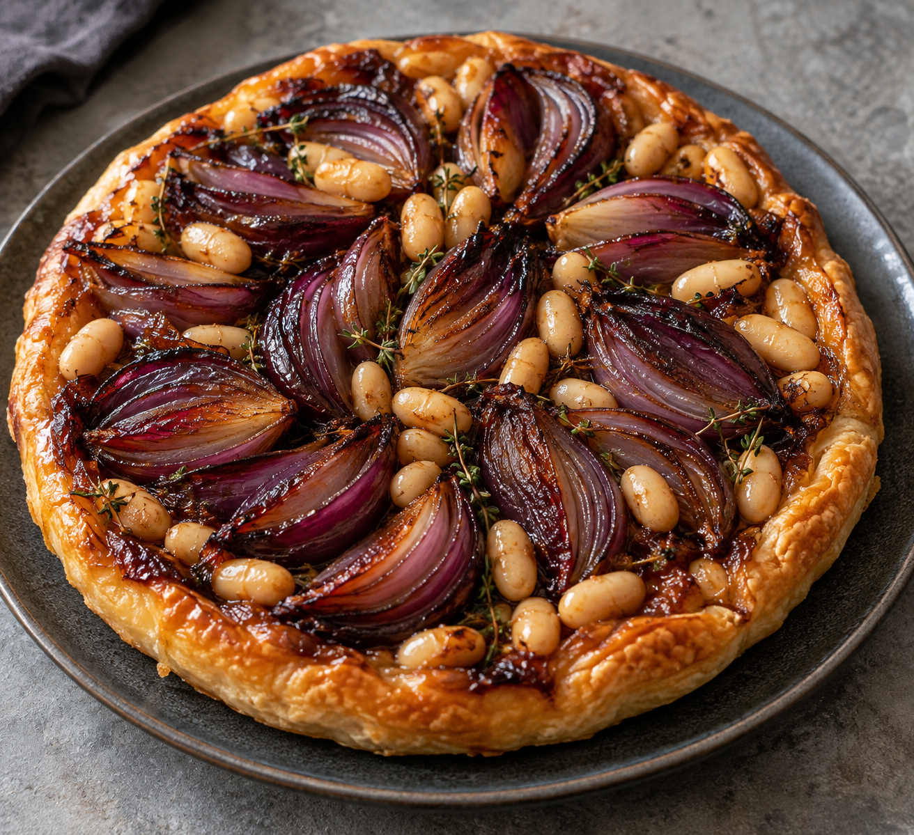 Karamellisierte Zwiebel-Tarte mit weissen Bohnen