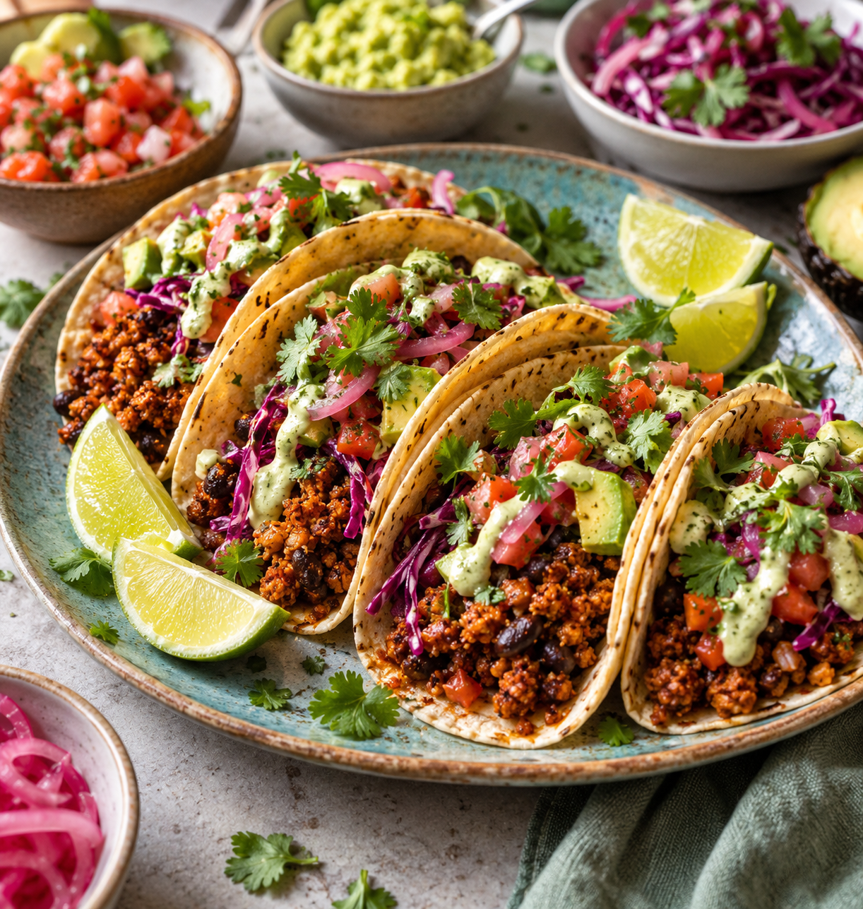 Vegane Tacos mit würziger Walnuss-Bohnen-Füllung
