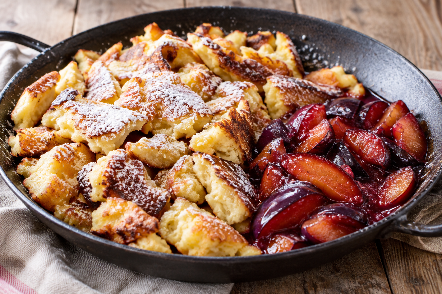 Veganer Kaiserschmarrn mit Zwetschgenkompott